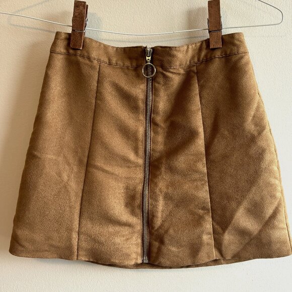 H&M | Faux Suede Light Brown Skirt - Picture 1 of 3